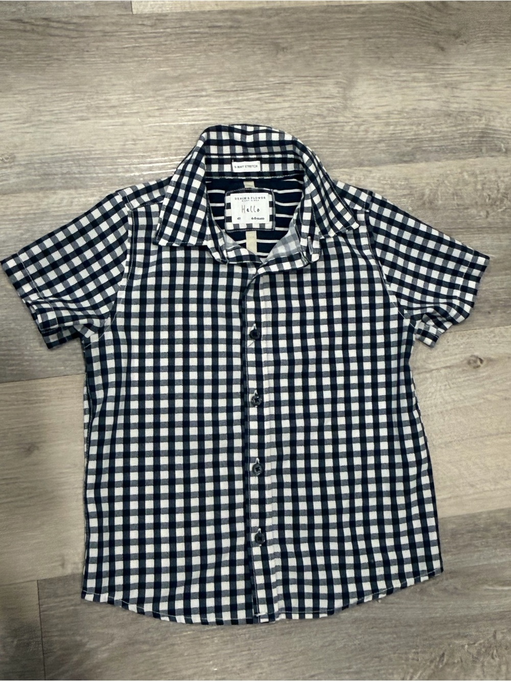 Denim&Flower Navy and White Gingham Button-Down Shirt